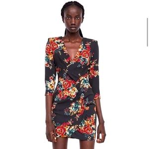 Zara black with red Floral dress